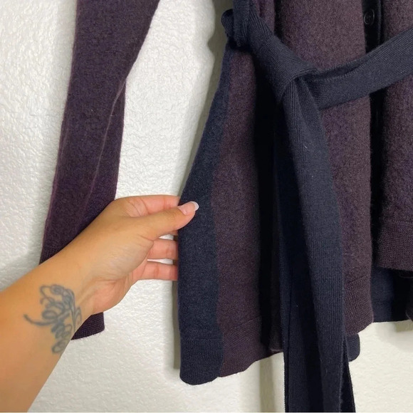 COS Boiled 100% Wool Color Block V Neck Button Front Cardigan Sweater Size XS - Picture 8 of 13